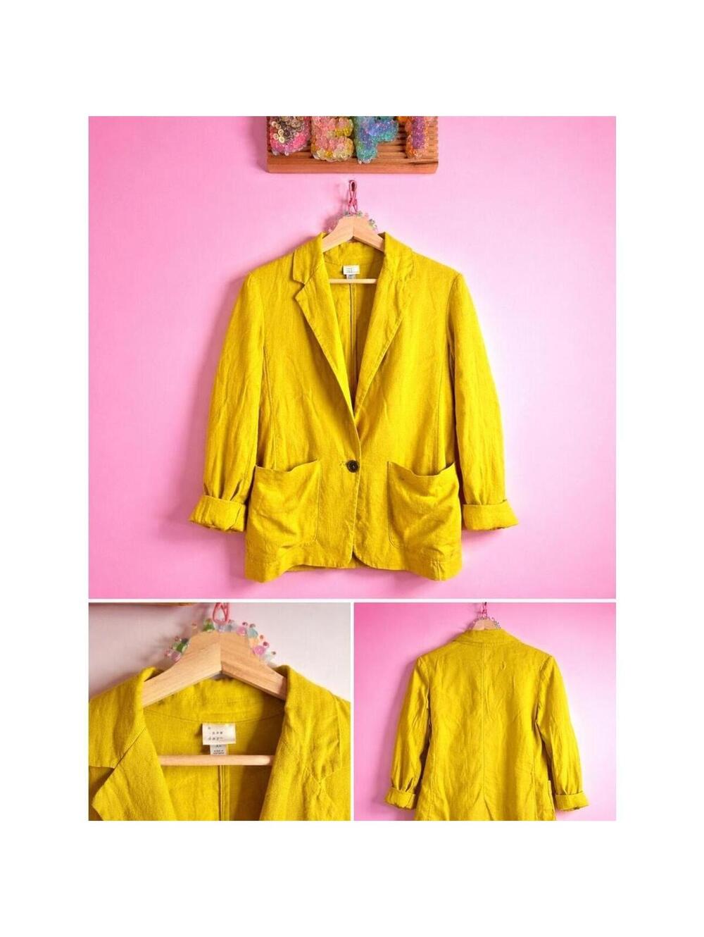 a new day Bright Yellow Linen-Blend Blazer